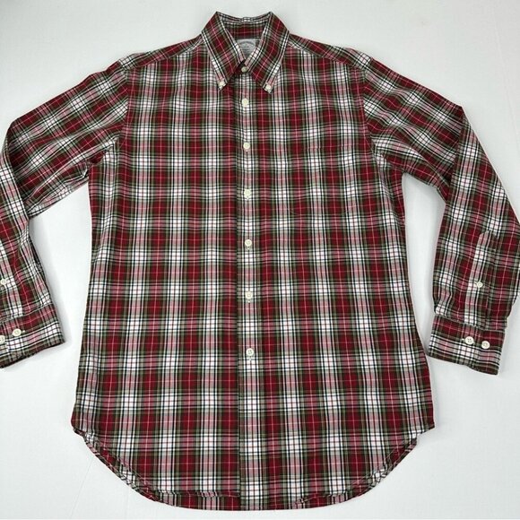 Brooks Brothers Men’s Red Plaid Career Regent The Original Polo Shirt S/C41 - Picture 1 of 9